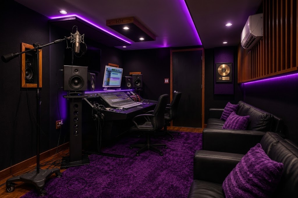 Hit House Detroit lounge with platinum plaque and vocal booth
