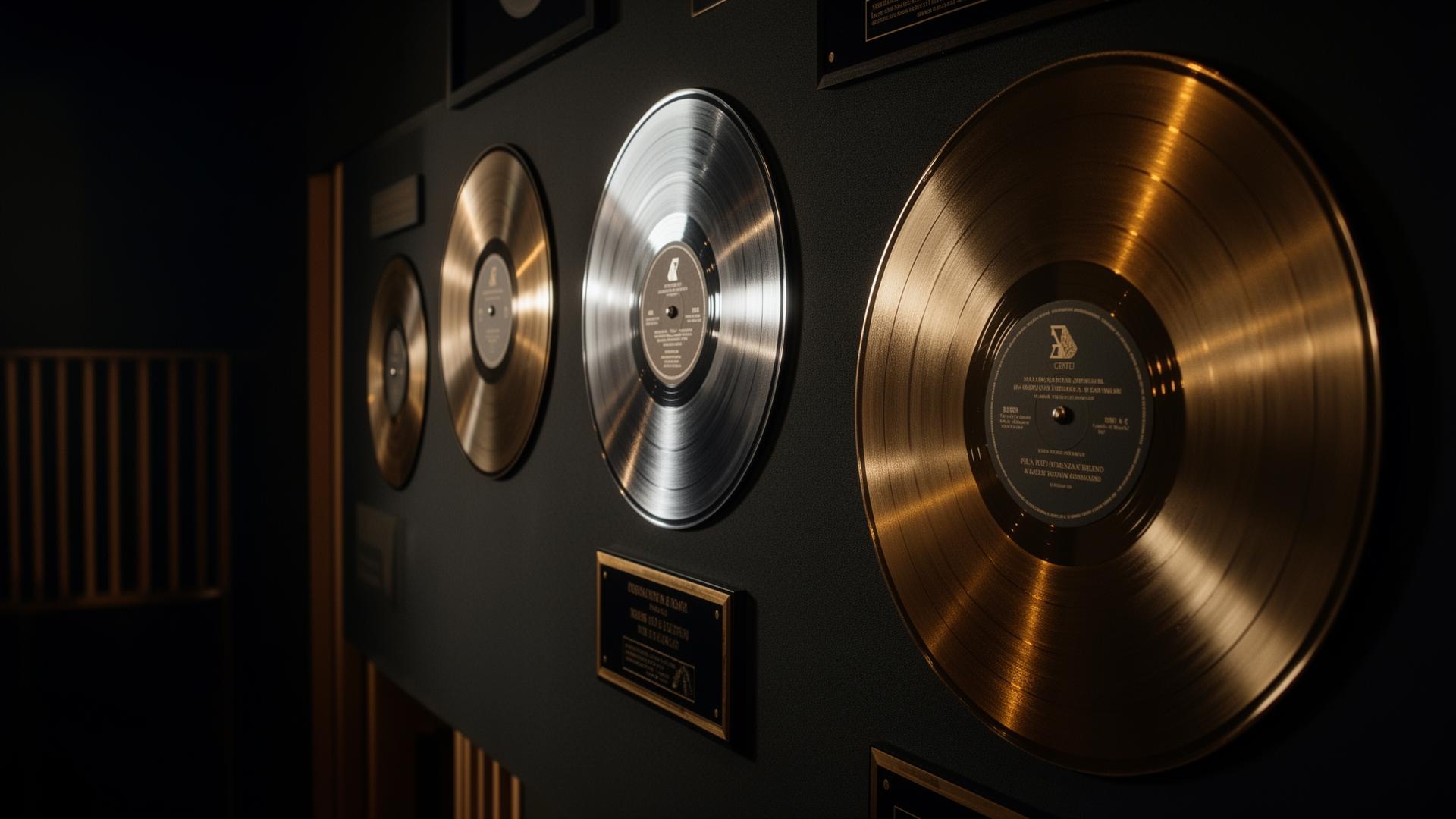 Platinum and gold record plaques